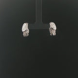 14k White Gold and 0.40cttw Round and Baguette Diamond Huggie Earrings