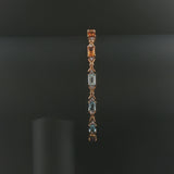 14k Yellow Gold Multi Gemstone and Diamond Fancy Link Bracelet 7"