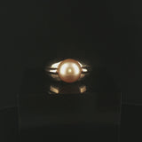 14k Yellow Gold and 10mm Golden South Sea Pearl Solid Ring Size 6