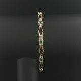 14k Yellow Gold Emerald and Diamond Fancy Link Bracelet 7.5"