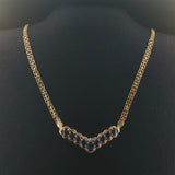 14k Yellow Gold Sapphire and Diamond Bismark Link Pendant Necklace Italy 17.5"