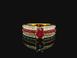 14k Yellow Gold Ruby and Diamond Ladies Ring Size 7