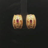 22k Yellow Gold and Ruby 13.4g Solid Vintage Huggie Earrings