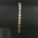 14k Yellow and White Gold 0.50cttw Diamond Solid Vintage Link Bracelet 6.75"