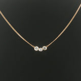 14k Yellow Gold and 1cttw Bezel Set Three Diamond Station Pendant Necklace 19"