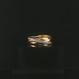 Cartier Vintage 18k Tri Tone Gold and Diamond Rolling Bands Ring Size 55