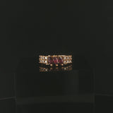 14k Yellow Gold Ruby and Diamond Vintage Band Ring Size 5.5