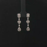 14k White Gold and Diamond Drop Dangle Earrings with Cert
