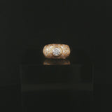 18k Yellow 0.35ct Bezel Set Center Diamond and 0.38cttw Diamod Ring Size 5.75