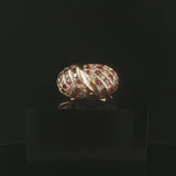 14k Yellow Gold 0.75cttw Diamond and Ruby Domed Bombe Ring Size 8.25