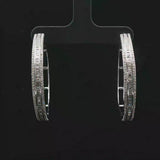 14k White Gold and 1cttw Baguette and Round Cut Diamond Hoop Earrings 1.5"