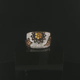 LeVian 18k Yellow Gold Orange Sapphire and Diamond Ring Size 7