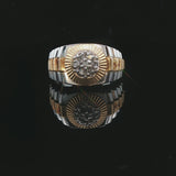 10k White and Yellow Gold Diamond Men's Watch Style Ring Size 10