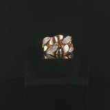 18k Yellow White and Rose Gold 0.22cttw Pave Cuban Link Band Ring Size 7