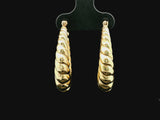 14k Yellow Gold 4g Ladies Ribbed Shrimp Hoop Earrings