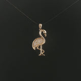 14k Yellow Gold 0.30cttw Diamond Flamingo Pendant 1.2"