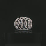 14k White Gold Onyx and 1cttw Diamond Interlocking Band Ring Size 6.5