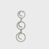 14k White Gold and Diamond Three Circle Swirl Pendant 1.4"