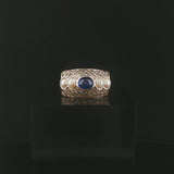 18k Yellow Gold Cabochon Sapphire Pearl and 1.25cttw Diamond Heavy Ring Size 7