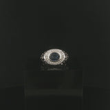 14k White Gold 0.89ct Sapphire and Diamond Vintage Halo Ring Size 7.75
