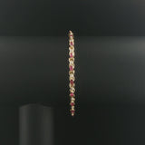14k Yellow Gold Marquise Cut Rubies and Diamond X Link Bracelet 6.75"