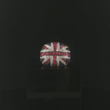14k White Gold Ruby Sapphire and 1.27ct Diamond Men's Union Jack Ring Size 11.5