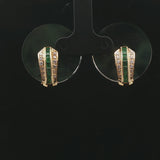 18k Yellow Gold Emerald and Diamond Clip On Earrings