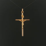 19k Portuguese Yellow Gold 5.8g Vintage Cross Crucifix Pendant 2"