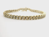 14k Yellow Gold and 1.5cttw Vintage Diamond S Link Tennis Bracelet 7"