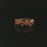 Effy 14k Yellow Gold Orange Sapphire and Diamond Band Ring Size 8