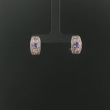 Effy 14k White Gold Tanzanite and 0.50cttw Diamond Huggie Earrings