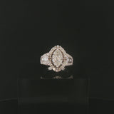 10k White Gold and 1cttw Diamond Ladies Cluster Ring Size 5