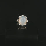 14k White Gold and 4.34ct Oval Cabochon Moonstone Vintage Ring Size 6.5