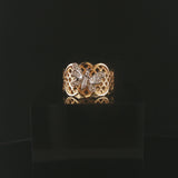 14k Yellow and White Gold Diamond Vintage Butterfly Ring Size 7.75
