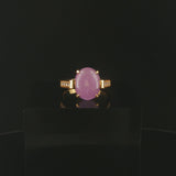 18k Yellow Gold 4.24ct Lavender Jade and Diamond Ladies Ring Size 6.5