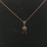 LeVian 14k Rose Gold 1ct Oval Cut Rhodolite and Diamond Pendant Necklace 18"