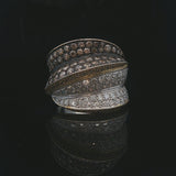 Sonia B 18k Two Tone Gold 2.25cttw Diamond Large Crossover Band Ring Size 7