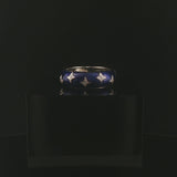 Hidalgo 18k White Gold Diamond and Blue Enamel Star Band Ring Size 6