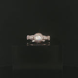 14k White Gold and 1.46cttw Diamond Vintage Ladies Ring Size 5.25