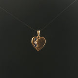 14k Yellow Gold Sapphire and Diamond Polished Heart Charm Pendant