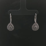 14k White Gold and 0.20cttw Diamond Vintage Filigree Tear Drop Earrings 1"