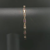 14k Yellow Gold Amethyst and 1.2cttw Diamond Bar Link Bracelet 7"