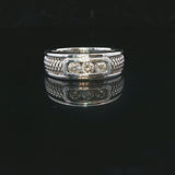 14k White Gold and 0.50cttw Three Diamond Band Ring Size 8.5