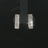 18k White Gold and 1.28cttw Princess Cut Diamonds Bar Clip On Earrings