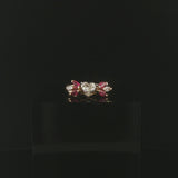 14k Yellow Gold 0.85ct Heart Cut Diamond and Ruby Ring Size 5.25