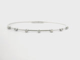 Brand New 14k White Gold and Bezel Set Diamond Bangle Bracelet 7"