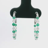 Brand New 14k White Gold Emerald and Diamond Hoop Earrings