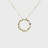 Brand New 14k Yellow Gold and Diamond Circle Pendant Necklace 18"