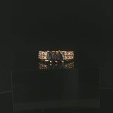14k Yellow Gold Blue Sapphire and Diamond Vintage Band Ring Size 5.5