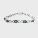 Brand New 14k White Gold and Natural Sapphire Link Bracelet 7"